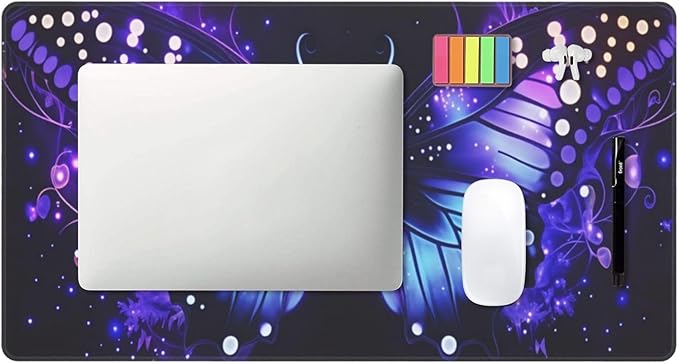 Purple Butterfly Desk Cover MatExtended Large Mouse PadComputer Laptop Mat Desk Decor for Office Game Home 30x16 Inch