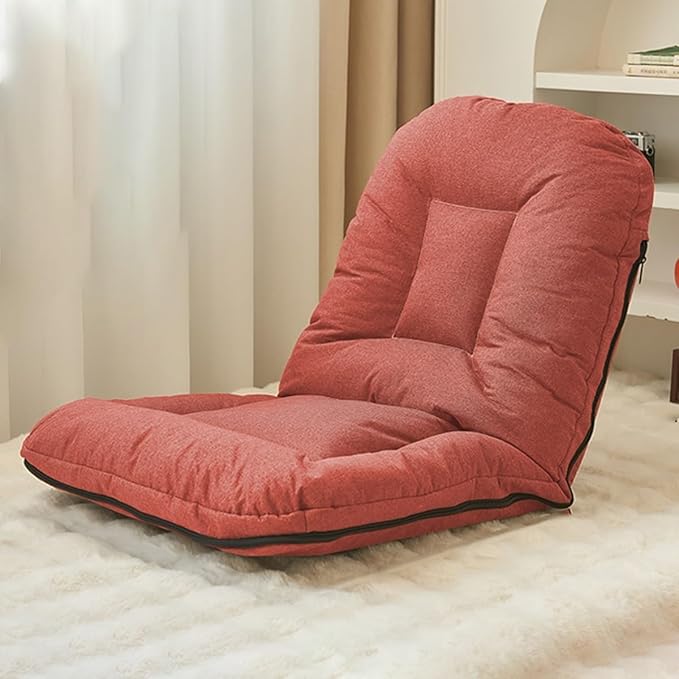 ELEFOCUS Floor Chair with Backrest Foldable Lazy Sofa Meditation Chair Window Chair with 5 Adjustable Positions(/Plaid)