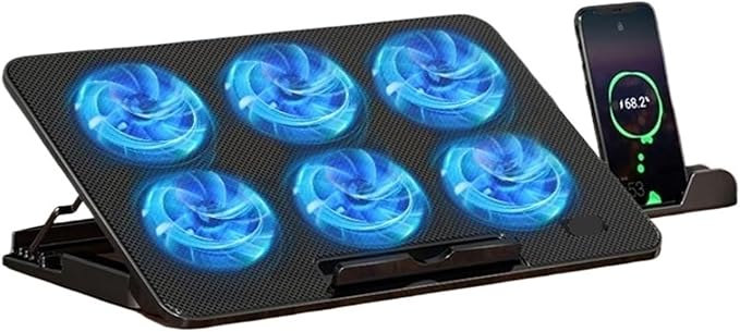 Laptops Cooling Fan Gaming Laptop Cooler for 13-17 Inch 6 Fans USB Ports Large Size Stand