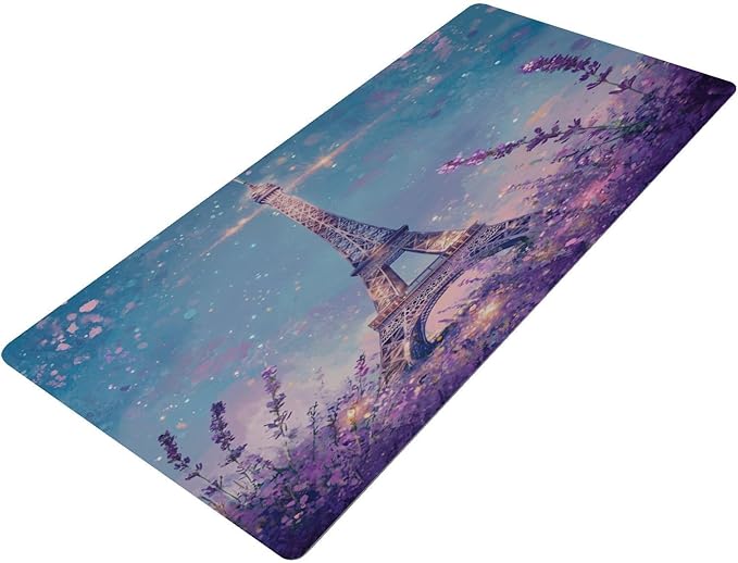 Mouse Pad Desk Mat Leather Desk Pad Large Gaming Desk Cover Protector Mat for Keyboard Computer Laptop Office Waterproof 35.4 x 16.5 Inch Lavender Eiffel Tower Purple