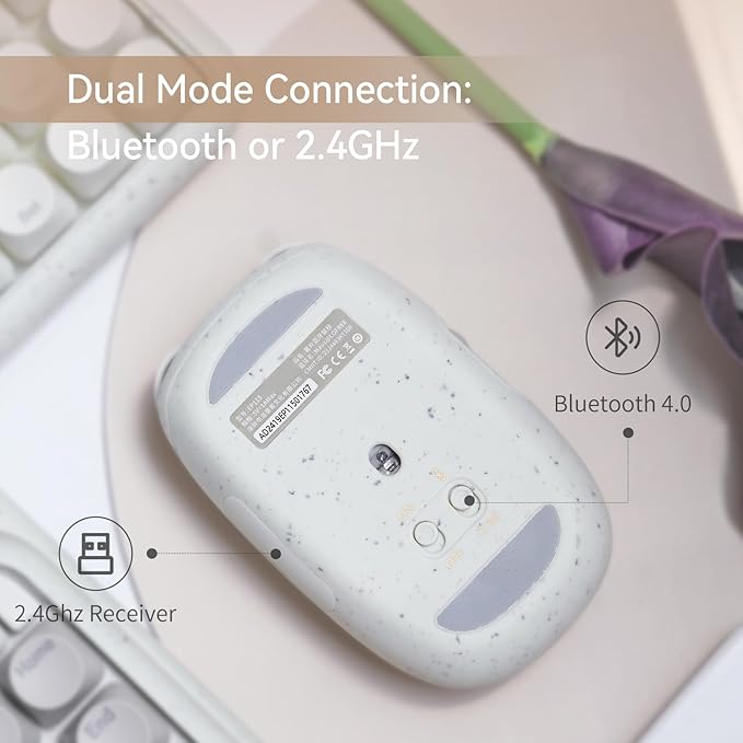 LOFREE Wavy Chips Dual-Mode Wireless Mouse with 5 Adjustable DPI Levels Compatible with Windows MacOS iOS Android (Terrazzo)