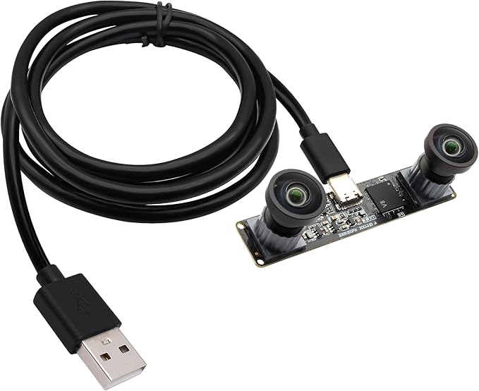 SVPRO 1200P 60fps Global Shutter USB Camera with Dual M12 Lens 3D Stereo Wide Angle Computer Vision Industrial Face Recognition Camera for WindowsLinuxAndroidMacOSRaspberry Pi