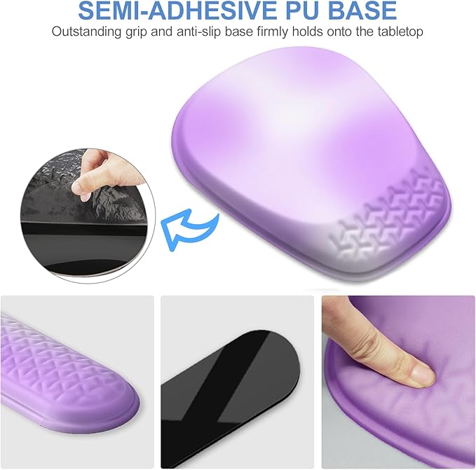 Mouse Pad with Wrist Rest Comfortable Memory Foam Wrist Rest for Computer Keyboard Ergonomic Mouse Pad Set for Easy Typing &amp Pain Relief - Gradient Purple