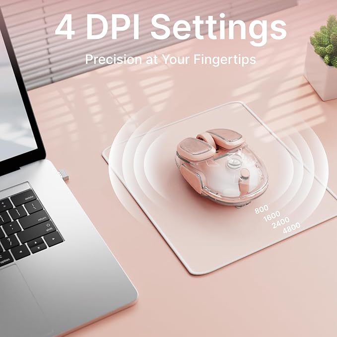 EWEADN Q9 Wireless Clear Mouse Dual Mode Bluetooth &amp 2.4G USB Computer Mouse with RGB Lighting Silent Clicks Multi-Device Compatibility for Laptop PC MacBook iPad Cute Mouses-Gradient