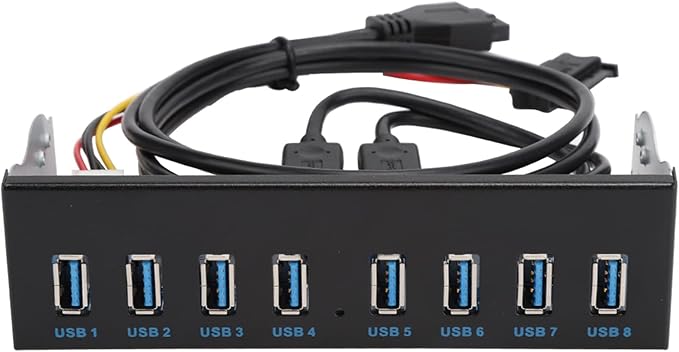 Yctze USB 3.0 Front Panel with 8 Ports Hub and 19PIN Optical Drive Extension Adapter for PC Computer 5.25 Internal Front USB 3.2 Hub