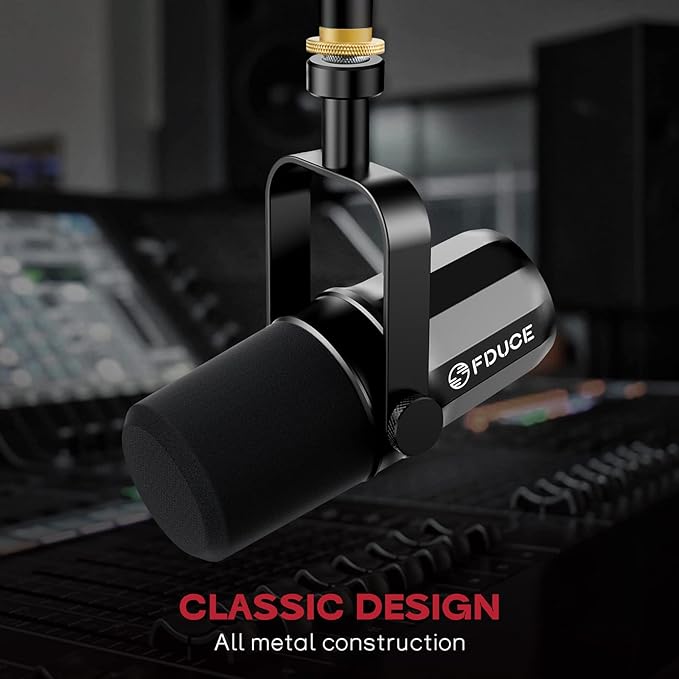 FDUCE XLR Dynamic Microphone for Vocal Recording Podcasting Gaming Live Streaming&ampBroadcasting All Metal Cardioid Mic Voice-Isolating Technology SL40X