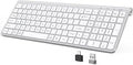 JOYACCESS Wireless Keyboard ErgonomicDustproof2.4G Slim and Compact Quiet Wireless Keyboard with Number Keypad for Windows MacBook Pro/Air Laptop Desktop PC-Sliver&ampWhite