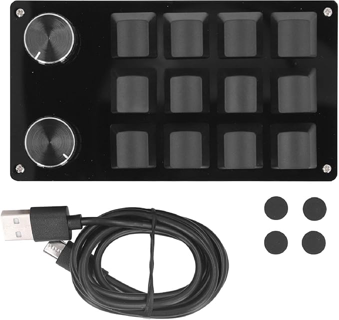 KUIDAMOS 12 Keys Macro Mechanical Gaming Keyboard Red Switch Knobs Programmable Wired Keyboard for ABS Acrylic Metal for Office Gaming Music Industrial Control