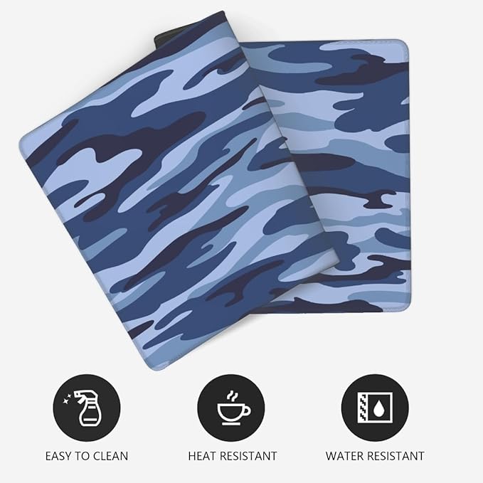 Blue Army Camo Camouflage Large Mouse Pad Gaming Mousepad Desk Mat for Desktop Computer Keyboard Waterproof Mouse Mat Desk Pad with Non-Slip Base for Game School Office Home 35.4 x 15.7