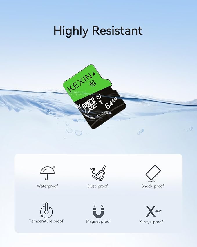 KEXIN 64GB Micro SD Card 3 Pack with SD Adapter microSDXC Memory Card UHS-I C10 U1 Micro SD Card Full HD High Speed TF Card for Tablet Action Camera Dash Cam Drone Game Console 64 G 3 Pack