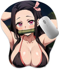 3D Mouse Pad Oppai Mousepad with Soft Gel Wrist Rest Anime Manga Gaming Boob pad Anti-Slip Mouse Mat （Nezuk ）