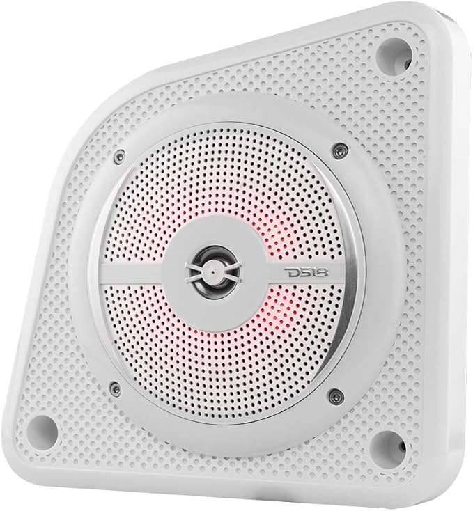 DS18 EN6SLIM/WH 6.5” 2-Way Universal Slim Loaded Speaker Enclosure Integrated RGB LED Lighting - for All Elements UTV ATV &amp Jeeps Shallow Enclosure with Marine Water Resistant Speakers Pair