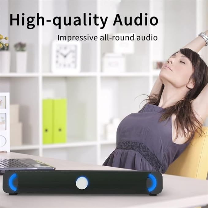 Computer Speakers for Desktop Stereo Soundbar 10W Computer Speaker USB 3.5mm Wired Speaker Stereo Sound Bar for Laptop Computer Phones