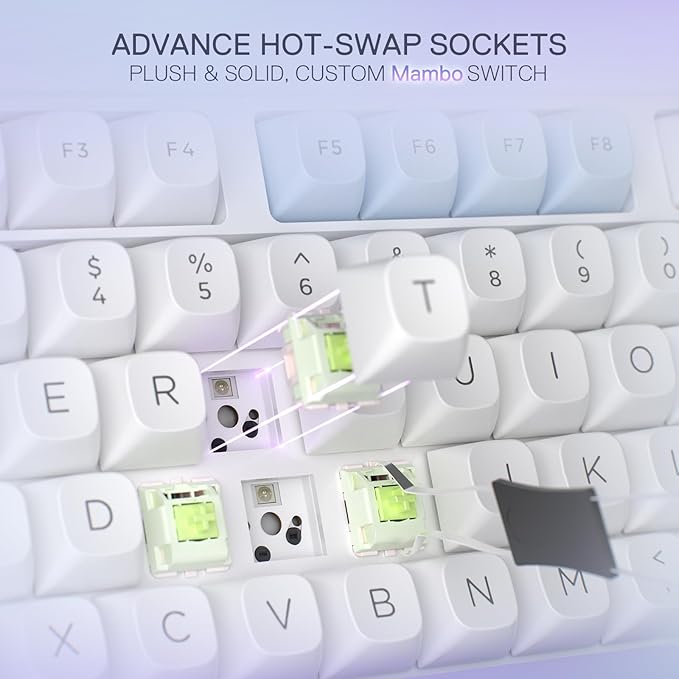 Redragon K673 MAX 75% Wireless Gasket RGB Gaming Keyboard 3-Modes 81 Keys PBT Compact Mechanical Keyboard w/Hot-Swap Socket Dedicated Knob Control &amp 5-Layer Noise Dampening Custom Linear Switch