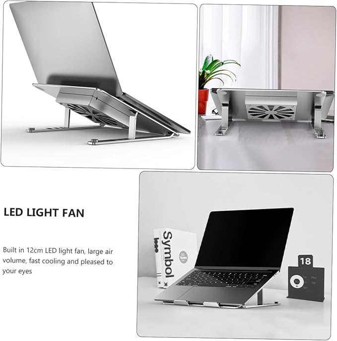 Laptop Cooling Pad Adjustable Height Laptop Stand up to Ergonomic Design for Enhanced Cooling and Comfort USB Powered Fans Led Control