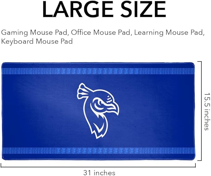 Saint Peters University Peacocks Primary Logo Stripes Large Gaming Mouse Pad Desk Mat with Stitched Edges Non-Slip Base for Gamer Home and Office 31.5 x 15.7