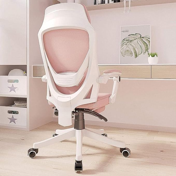 Office Chair Gaming Chair Ergonomic Gaming Table and Chair Headrest Work Chair High Back Computer Chair Footstool Swivel Chair Chair (Size : Pink) Needed