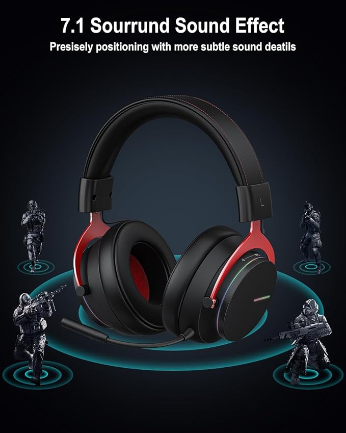 Inwa PS5 Headset Wireless with Game/Chat Balance Mixer Lower Latency 5.8GHz Tech 7.1 Surround Sound Protein Soft Earmuffs Detachable Mic Works with PS5 PS4