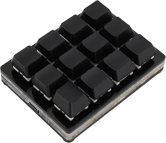 RGB Mini 12 Key Gaming Keyboard USB C Wired Macro Mechanical Keypad Red Switch Shortcut Custom Gaming Keyboard PC Keypad Key Board for Office Work Game (Black)