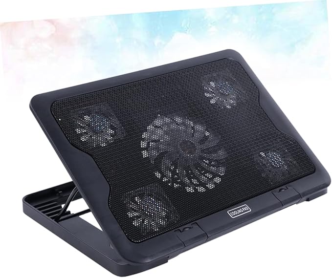 USB Laptop Cooling Pad Fans Multi-Angle Adjustable Stand -Skid Base Design for Optimal Heat Dissipation Quiet Compatible Laptops Black