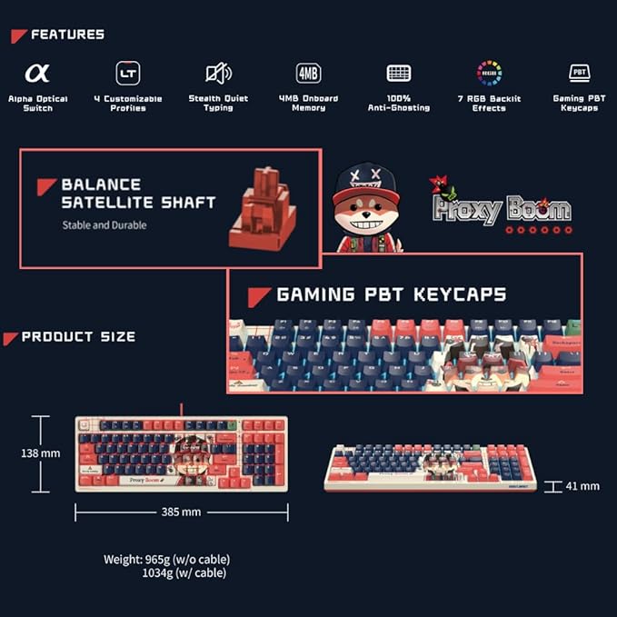 Bloody AT98 Boom Optical Mechanical Gaming Keyboard 98 Key Compact Layout RGB Backlit Exact Reset System | Alpha Optical Switch