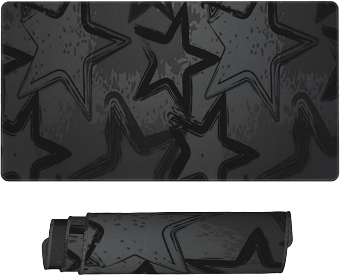 Black Gray Star Desk Cover MatExtended Large Mouse PadComputer Laptop Mat Desk Decor for Office Game Home 30x16 Inch