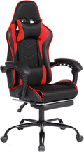 Ultimate Immersive Gaming Chair with Massage Racing Style PU Leather Seat with Molded Foam Support During Long Sessions (Black+Red)