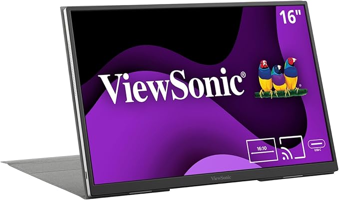 ViewSonic VG1656N-S 16 1200p IPS Wireless Portable Monitor with 2 Way Powered 60W USB C 60 Hz Black - Certified Refurbished