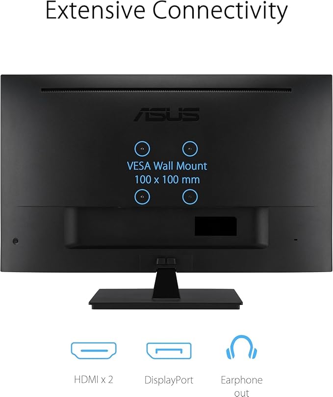 ASUS 31.5 4K HDR Monitor - UHD (3840 x 2160) 99% sRGB HDR-10 Adaptive-Sync Speakers Flicker Free Eye Care - Blue Light Filter DisplayPort &amp 2 x HDMI Tilt Adjustment Wall Mountable Black