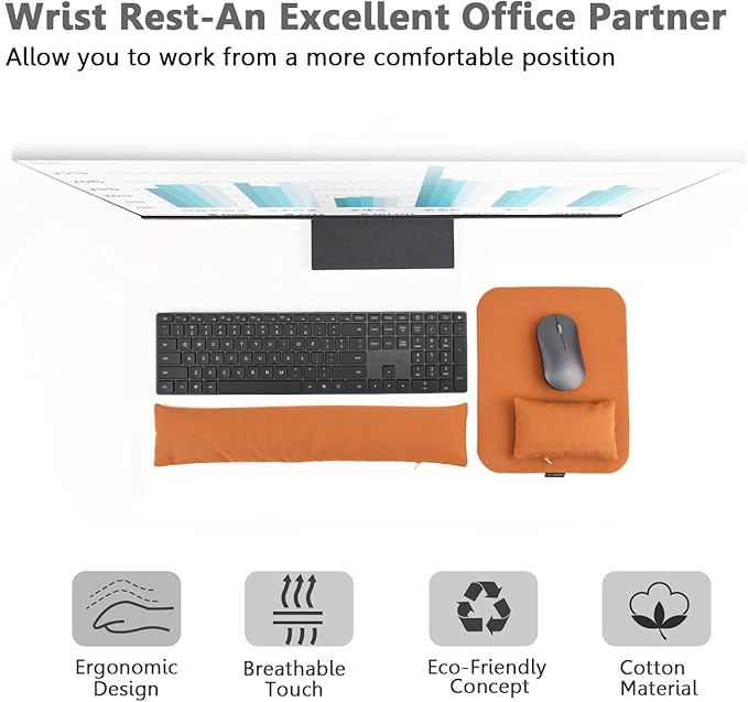 Large Mouse Pad Wrist Support Set Bean Bag Mouse and Keyboard Wrist Rest Filled Ergo Beads Easy Typing Gaming Home Office (Mouse Pad Wrist Support Set)