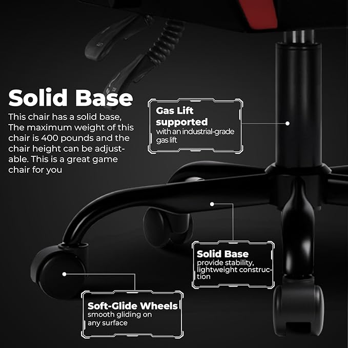 GTPLAYER Gaming Chair Video Game Chairs Racing Style PC Game Chairs 350lbs for Adults - Padded High Back Ergonomic Reclining Silla Gamer Linkage Armrest Red