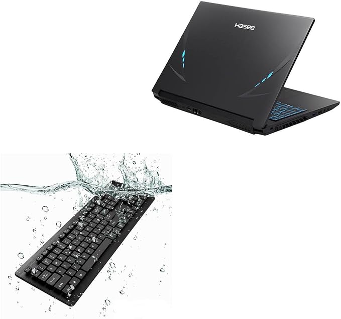 BoxWave Keyboard Compatible with Hasee Ares Z7-CT7NS - AquaProof USB Keyboard Washable Waterproof Water Resistant - Jet Black