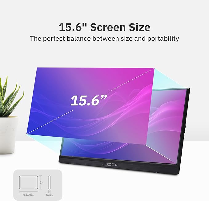 CODi 15.6 Portable Full HD Monitor with Kickstand &amp Power Delivery