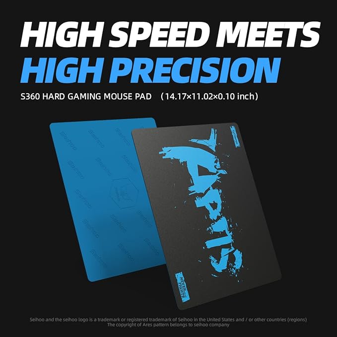 Hard Mouse Pad 3 Layers Mouse Pad with Resin Surface Premium Dual-Side Waterproof Sweatproof Fast and Accurate Control Hard Mousepad for Gaming Office and Home 14.17'' x 11.02''-Black