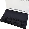 Keyboard Wrist Rest Mouse Pad Set with Ergonomic Tilted Memory Foam Pad for Pain Relief Wrist Rest for Computer Keyboard Comfortable Typing Support for Office Home &amp School Black
