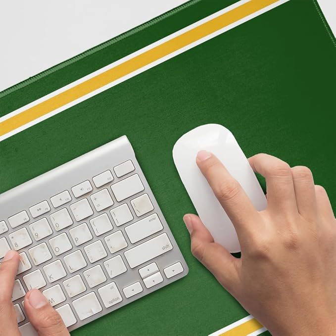 St. Norbert College Green Knights Primary Logo Stripes Large Gaming Mouse Pad Desk Mat with Stitched Edges Non-Slip Base for Gamer Home and Office 31.5 x 15.7