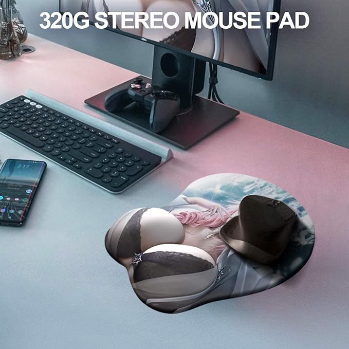 KG Alpha 3D Mouse Pad Anime Silicone Wrist Rest Support Gaming Mousepad… (Cranberry)