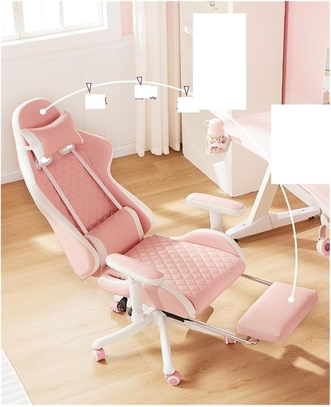Computer Chair Chairs Gaming Chair Ergonomic Leather Chair Home Office Comfortable Game Swivel Chair Gamer Live Computer Chair Chair (Color : White and Black)