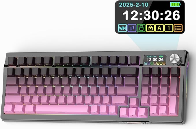 KUTETHY KY95 Series Wireless Mechanical Gaming KeyboardPre-lubed Kailh Dark Chocolate Switches98% Gasket Hot Swappable Custom RGB Side Printed PBT Keycaps Keyboard(BlackberryDark Chocolate switch)