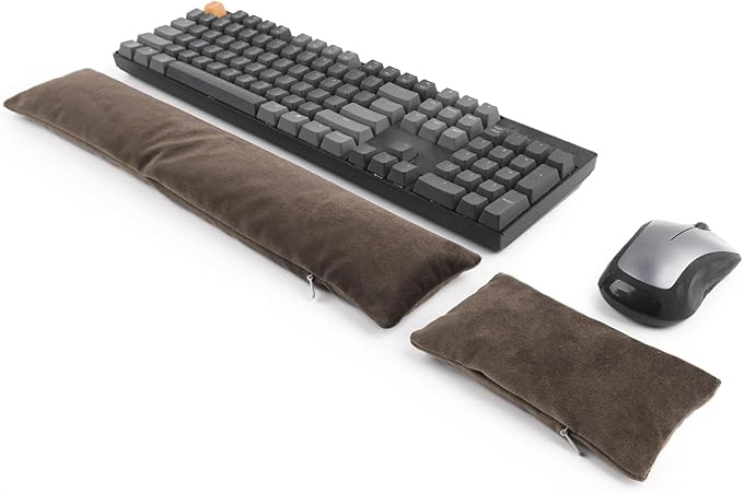 Keyboard Mouse Wrist Rest Bean Bag Set Ergonomic Wrist Rest for Keyboard and Mouse Filled Ergo Beads for Laptop Desktop Computer (Dark Brown)