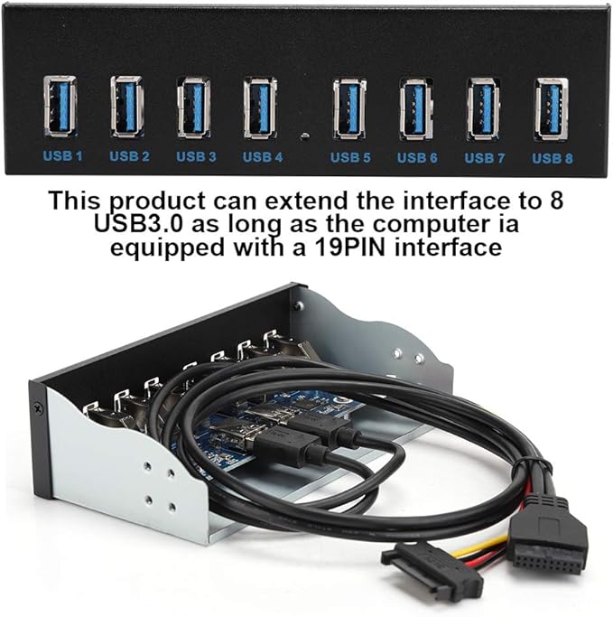 USB3.0 8-Port Optical Drive Front Panel19Pin 8-Port Hub Optical Drive Expansion Pc Computer Front Panel Adapter5.25 Inch Optical Drive Box Provided of
