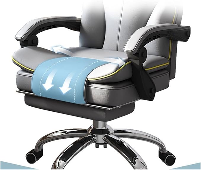 Adjustable Office Computer Chair with Armrest Computer Chair Office Household Movable Lifting Gamer Backrest Swivel(White)