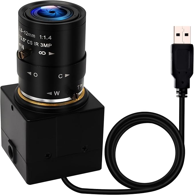 USB Camera 5MP Webcam 4X Variable Focus PC Camera 1944P USB Security Camera UVC CCTV Industrial Close-up Camera for Computer Plug and Play for Mac OS Windows Linux Raspberry Pi Camera