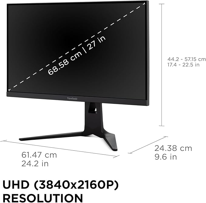 ViewSonic XG275D-4K 27 Inch 4K UHD Gaming Monitor with Switchable Refresh Rate Up to 320Hz 0.5ms Response Time AMD FreeSync Premium Advanced Ergonomics HDMI DisplayPort and 65W USB-C