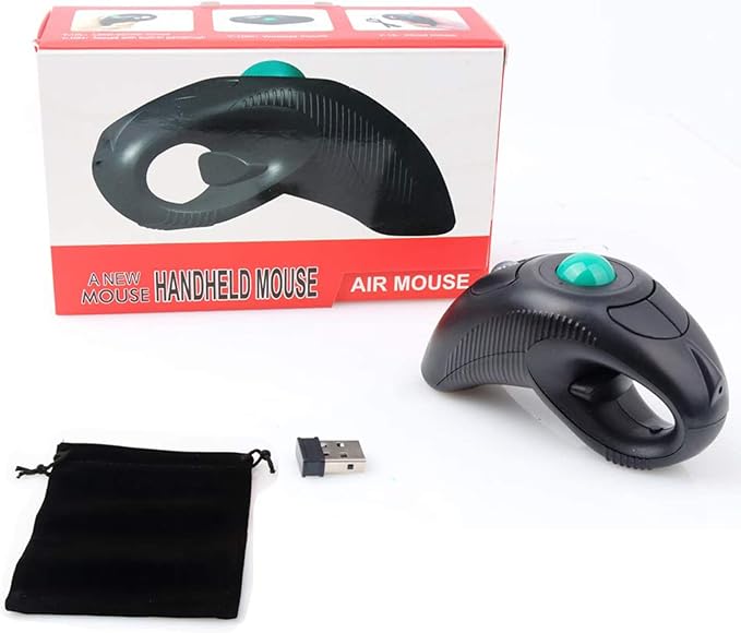 EIGIIS 2.4G Ergonomic Trackball Handheld Finger USB Mouse Wireless Optical Travel DPI Mice for PC Laptop Mac Left and Right Handed