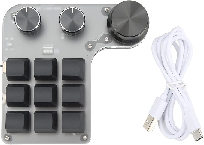 VINGVO One Handed Gaming Keyboard Macro Keyboard Acrylic Macro Keypad with Storage Function for Office Games