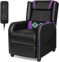 LDAILY Massage Recliner Chair Racing Style Gaming Chair w/Massage Lumbar Cushion Footrest &amp Headrest Ergonomic PU Leather Single Recliner Sofa for Living Room Home Office (Purple)