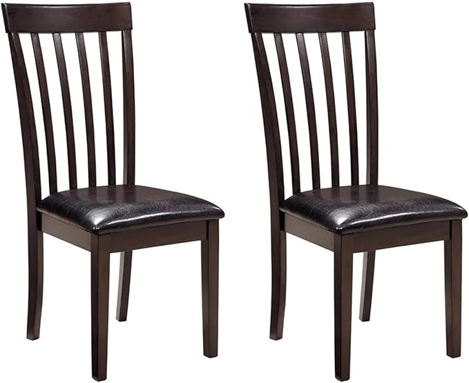 Adjustable Office Computer Chair with Armrest 1pcs Dark Brown Rake Backrest Design Wood Frame Dining Room Chair