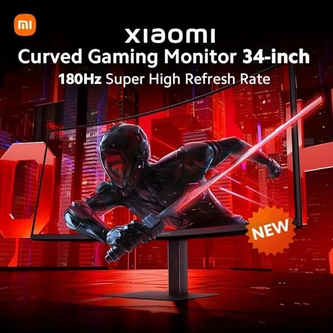 XIAOMI Curved Gaming Monitor 34-inch 180Hz High Reshed Rate 1ms Fast FreeSync Premium Professional Calibration 95% DCI-P3 100% sRGB* Low Blue Light Computer Screen Monitor Desktop Monitor