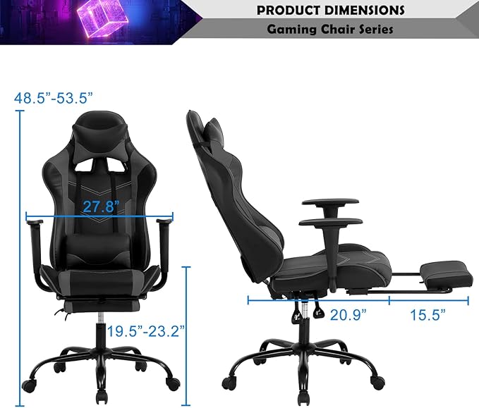 Gaming Chair for Adults with Footrest Racing Chair PC Chair Silla Gamer Chair Racing Gaming Chair Cheap Recliner Game Chair Ergonomic Desk Chair with Headrest Lumbar Support Adjustable Armrest